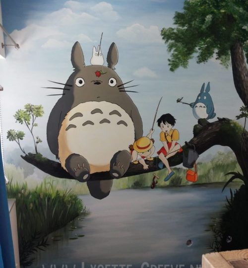 Muurschildering japans animatie Totoro