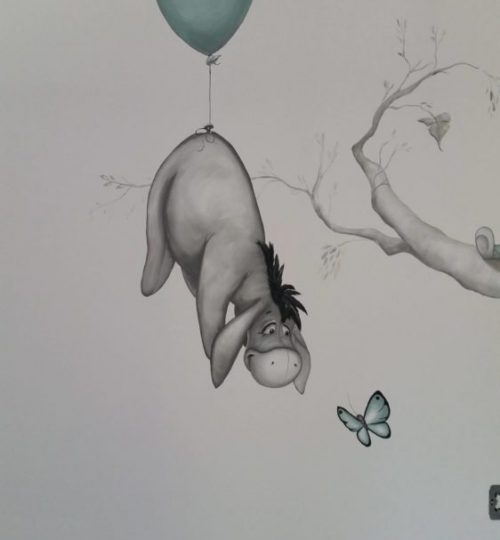 Muurschildering  Eeyore door Lysette Greeve