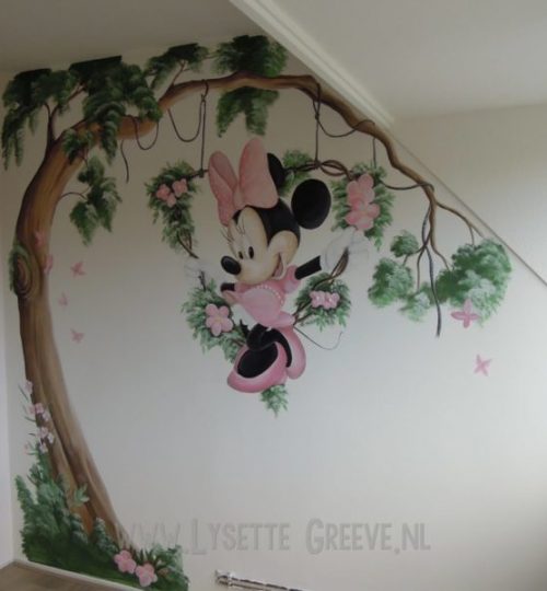 Muurschildering Minnie Mouse,  kinderkamer, babykamer